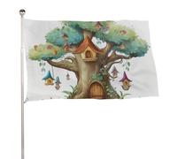 Bandiera da giardino 61 x 88,9 cm per esterni, con grazioso albero delle fate, bandiera grande con occhielli in ottone, resistente allo sbiadimento, per esterni, decorazione domestica, fattoria