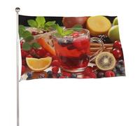 Bandiera da giardino 61 x 88,9 cm per esterni con tè alla frutta, bandiera grande con occhielli in ottone resistente allo sbiadimento, bandiera esterna per la decorazione della casa fattoria bandiera
