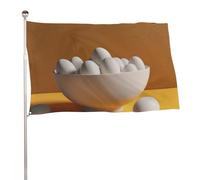 Bandiera da giardino 61 x 88,9 cm per esterni con uova nella ciotola, bandiera grande con occhielli in ottone, resistente allo sbiadimento, per esterni, decorazione domestica, fattoria, cortile