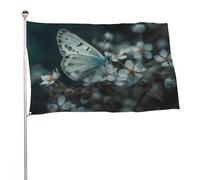 Bandiera da giardino 61 x 88,9 cm per esterni, farfalla su piccolo fiore, bandiera grande con occhielli in ottone resistente allo sbiadimento, bandiera esterna per la decorazione della casa fattoria