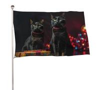 Bandiera da giardino 61 x 88,9 cm, per esterni, gatto seduto su confezione regalo, bandiera grande con occhielli in ottone resistente allo sbiadimento, bandiera esterna per la decorazione della casa