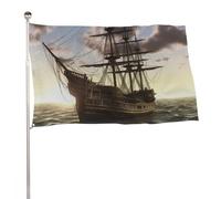 Bandiera da giardino 61 x 88,9 cm per esterni, nave pirata, bandiera grande con occhielli in ottone resistente allo sbiadimento, bandiera esterna per la decorazione della casa fattoria bandiera da