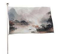 Bandiera da giardino 61 x 88,9 cm per esterni, romantica, vista fiume, bandiera grande con occhielli in ottone resistente allo sbiadimento, bandiera esterna per la decorazione della casa fattoria