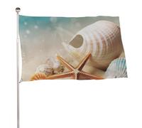 Bandiera da giardino 61 x 88,9 cm per esterni, stella marina e conchiglia, bandiera grande con occhielli in ottone resistente allo sbiadimento, bandiera esterna per la decorazione della casa fattoria