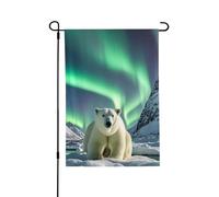 Bandiera da giardino 70 x 100 cm double face invernale bandiera di benvenuto orso polare aurora boreale bandiere da cortile all'aperto decorazioni per case agricole bandiere per vacanze