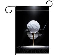 Bandiera da giardino 71,1 x 101,6 cm, bandiera di benvenuto su entrambi i lati, per matrimoni, casa, esterni, giardino, palla da golf su tee con mazza su riflettore