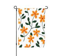 Bandiera da giardino, 71 x 101 cm, a doppia faccia, arancione con piccoli fiori e foglie botaniche, decorazione per la casa