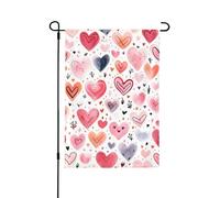 Bandiera da giardino, 71 x 101 cm, a doppia faccia, per San Valentino, cuori disegnati, decorazione per la casa