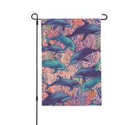 Bandiera da giardino 71 x 101 cm bandiera verticale a doppia faccia piccola bandiera da cortile delfini colorati bandiere da giardino bandiere di benvenuto estive per esterni banner per vacanze