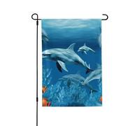 Bandiera da giardino 71 x 101 cm doppia bandiera verticale per esterni piccola bandiera da cortile delfini bandiere da giardino blu bandiere estive di benvenuto per esterni banner per vacanze per