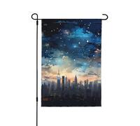 Bandiera da giardino, 71 x 101 cm, doppia faccia, bandiera città, mare, notte, stelle, decorazione per la casa
