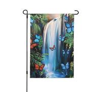 Bandiera da giardino, 71 x 101 cm, doppia faccia, cascate, farfalle, decorazione per la casa