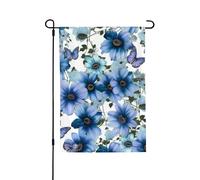 Bandiera da giardino, 71 x 101 cm, doppia faccia, resistente alle intemperie, bandiere verticali per esterni, fioritura, margherita blu, bandiera di benvenuto, bandiera primaverile stagionale per