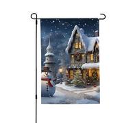 Bandiera da giardino, 71 x 101 cm, doppia faccia, verticale, per esterni, per vacanze, pupazzi di neve e case, bandiere da giardino, piccola bandiera di benvenuto in iuta per esterni, patio, cortile