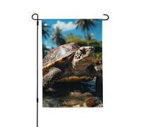 Bandiera da giardino, 71 x 101 cm, doppia faccia, verticale, per esterni, piccola bandiera da cortile, grandi tartarughe e palme, bandiere da giardino, bandiere estive di benvenuto per esterni, per