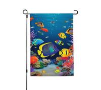 Bandiera da giardino, 71 x 101 cm, doppia faccia, verticale, per esterni, piccola bandiera da cortile, il mondo sottomarino, pesci tropicali, bandiere da giardino, bandiere di benvenuto estive per