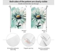 Bandiera da giardino, 71 x 101 cm, double face, per cortile, resistente alle intemperie, bandiere verticali per esterni, verde menta, acquerello, margherita, bandiera di benvenuto, bandiera