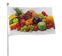 Bandiera da giardino 88,9 x 150 cm, per esterni, a prova di scolorimento, bandiera decorativa da cortile, varietà di verdure fresche e frutta, grande bandiera con occhielli in ottone, striscione