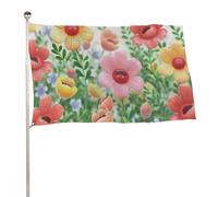 Bandiera da giardino 89 x 150 cm, bandiera da giardino per esterni, bandiera per vacanze con fiori felici, grande striscione con occhielli in ottone, resistente allo sbiadimento, bandiera per esterni