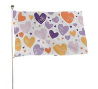 Bandiera da giardino 89 x 150 cm, bandiera da giardino per esterni con un sacco di cuore, bandiera grande con occhielli in ottone resistente allo sbiadimento, bandiera esterna per la decorazione della