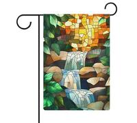 Bandiera da giardino a cascata in vetro colorato, per le vacanze stagionali, su entrambi i lati, 30,5 x 45,7 cm