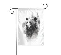 Bandiera da giardino a doppia esposizione con orso, 30 x 45 cm, verticale, double face, per fattoria, vacanze, decorazioni esterne