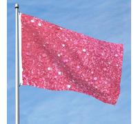 Bandiera da giardino a doppia faccia, 1,5 x 2,3 m, con glitter rosa scintillante, banner di benvenuto stagionale con occhielli in ottone, decorazione sfondo fotografico per cortile, portico, prato