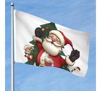 Bandiera da giardino a doppia faccia, 1,5 x 2,3 m, con scritta "Merry Christmas", con occhielli in ottone, decorazione per foto, sfondo per cortile, portico, prato