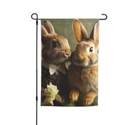 Bandiera da giardino a doppia faccia 30,5 x 45,7 cm bandiera esterna piccola bandiera da cortile coppia coniglio bandiere da giardino banner per vacanze bandiera di benvenuto bandiera decorativa per