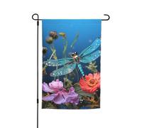 Bandiera da giardino a doppia faccia 30,5 x 45,7 cm bandiera esterna piccola bandiera da cortile libellula e fiore Bandiere da giardino Banner per vacanze Bandiera di benvenuto Bandiera decorativa per