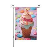 Bandiera da giardino a doppia faccia 30,5 x 45,7 cm bandiera esterna piccola bandiera da cortile molti gelato colorato bandiere da giardino banner per vacanze bandiera di benvenuto bandiera decorativa