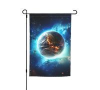 Bandiera da giardino a doppia faccia 30,5 x 45,7 cm bandiera per esterni piccola bandiera da cortile blu terra nello spazio bandiere da giardino banner per vacanze bandiera di benvenuto bandiera