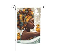 Bandiera da giardino a doppia faccia 30,5 x 45,7 cm bandiera per esterni piccola bandiera da giardino ragazza africana bandiere da giardino banner per vacanze bandiera di benvenuto bandiera decorativa