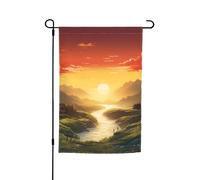 Bandiera da giardino a doppia faccia 30,5 x 45,7 cm bandiera per esterni piccola bandiera da giardino sole nascente bandiere da giardino banner per vacanze bandiera di benvenuto bandiera decorativa