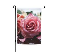 Bandiera da giardino a doppia faccia 30,5 x 45,7 cm bandiera per esterni piccola bandiera da giardino con petali di rosa bandiere da giardino banner per vacanze bandiera di benvenuto bandiera