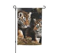 Bandiera da giardino a doppia faccia 30,5 x 45,7 cm bandiera per esterni piccola bandiera da giardino tigre siberiana cuccioli di tigre bandiere da giardino banner per vacanze bandiera di benvenuto