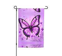 Bandiera da giardino a doppia faccia con farfalla viola, 30,5 x 45,7 cm, decorazione da cortile per esterni, stampa all-over resistente allo sbiadimento, striscione decorativo stagionale per patio