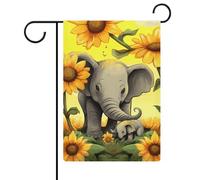 Bandiera da giardino a doppia faccia con madre elefante girasoli 30,5 x 45,7 cm, bandiera verticale in lino, bandiere per la casa durevoli per feste decorative esterne