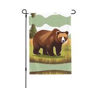 Bandiera da giardino a doppia faccia con orso bruno, 71 x 101 cm, di grandi dimensioni, perfetta per cortile, decorazione esterna, bandiera di benvenuto