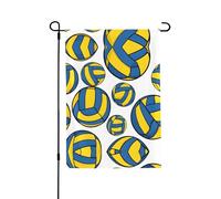 Bandiera da giardino a doppia faccia con pallavolo giallo e blu, 71,1 x 101,6 cm (leggera), vivace stampa all-over, decorazione per cortile, giardino, terrazza o portico