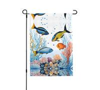 Bandiera da giardino a doppia faccia con pesci colorati in mare, 71 x 101,6 cm (leggera), vivace stampa su tutta la superficie, decorazione per cortile, giardino, terrazza o portico