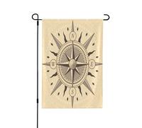 Bandiera da giardino a doppia faccia con rosa dei venti retrò, realizzata in resistente materiale PC, adatta a tutte le stagioni per prato, portico e giardino.