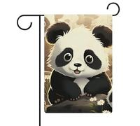 Bandiera da giardino a due lati con simpatico panda da 30,5 x 45,7 cm, bandiera verticale in lino, bandiere per casa durevoli per feste decorative esterne