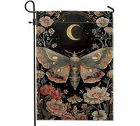 Bandiera da giardino a farfalla al chiaro di luna, bandiera vintage floreale a farfalla per la decorazione della casa, bandiera nera su entrambi i lati, decorazione stagionale per esterni, 30,5 x 45,7