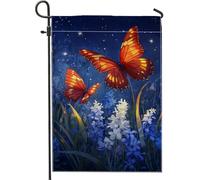 Bandiera da giardino a farfalla, ali monarca arancioni, decorazione per esterni, bandiera primaverile estiva da cortile, decorazione per prato in stile naturale, per la casa, 30,5 x 45,7 cm