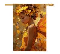 Bandiera da giardino a farfalla, bandiera floreale gialla dorata per la casa, decorazione per esterni in iuta su entrambi i lati, per primavera estate, feste in prato, fascino stagionale 71 x 101 cm