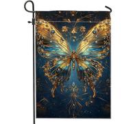 Bandiera da giardino a farfalla blu, elegante bandiera floreale per esterni, bandiera in iuta su entrambi i lati per primavera ed estate, bella decorazione per prato, design per casa e giardino, 30,5