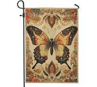 Bandiera da giardino a farfalla, decorazione per esterni con farfalla monarca arancione, in iuta su entrambi i lati, per primavera estate e cortile, decorazione floreale per casa e feste, 30,5 x 45,7