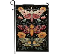 Bandiera da giardino a farfalla nera, bandiere colorate e floreali per la casa, bandiera da cortile in iuta su entrambi i lati per decorazione esterna del prato, decorazione per feste stagionali 30,5