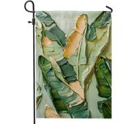 Bandiera da giardino a foglia verde tropicale, stendardo decorativo in stile artistico strutturato, bandiera da cortile a doppia faccia per la decorazione del prato all'aperto della casa estiva, 12 x